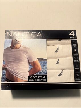 Nautica Tshirt Mens Small White 4 Pack